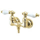 Kingston Brass Heirloom CC35T2 - Vintage Two-Handle 2-Hole Tub Wall Mount Tub Faucet, Polished Brass