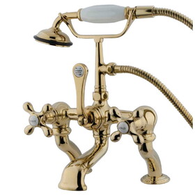 Kingston Brass Vintage 7-Inch Deck Mount Tub Faucet with Hand Shower, Polished Brass CC415T2