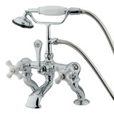 Kingston Brass CC418T1 Deck Mount Clawfoot Tub Filler with Hand Shower, Polished Chrome