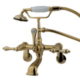 Kingston Brass Vintage Wall Mount Clawfoot Tub Faucet with Hand Shower, Polished Brass CC51T2