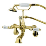 Kingston Brass Vintage Wall Mount Clawfoot Tub Faucet with Hand Shower, Polished Brass CC53T2
