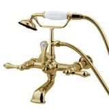 Kingston Brass Vintage 7-Inch Wall Mount Tub Faucet with Hand Shower, Polished Brass CC541T2