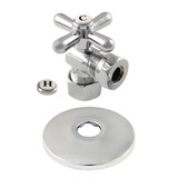 Kingston Brass 5/8-Inch OD X 1/2-Inch or 7/16-Inch Slip Joint Quarter-Turn Angle Stop Valve with Flange, Polished Chrome CC54301XK