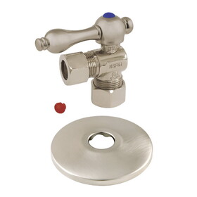 Kingston Brass 5/8-Inch OD X 1/2-Inch OD Comp Quarter-Turn Angle Stop Valve with Flange, Brushed Nickel