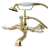 Kingston Brass Vintage 7-Inch Wall Mount Tub Faucet with Hand Shower, Polished Brass CC545T2