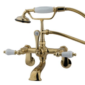 Kingston Brass Vintage Adjustable Center Wall Mount Tub Faucet, Polished Brass CC55T2