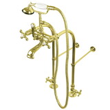 Kingston Brass Vintage Freestanding Clawfoot Tub Faucet with Hand Shower, Polished Brass