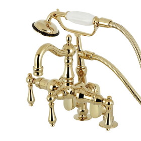 Kingston Brass Vintage Clawfoot Tub Faucet with Hand Shower, Polished Brass CC6013T2