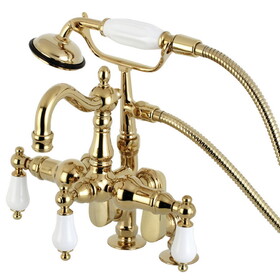 Kingston Brass Vintage Clawfoot Tub Faucet with Hand Shower, Polished Brass CC6015T2