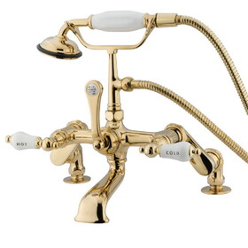 Kingston Brass Vintage Adjustable Center Deck Mount Tub Faucet, Polished Brass CC653T2