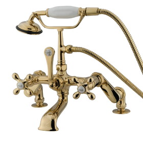 Kingston Brass Vintage Adjustable Center Deck Mount Tub Faucet, Polished Brass CC657T2