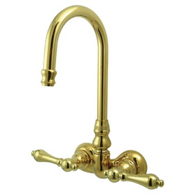 Kingston Brass Vintage 3-3/8-Inch Wall Mount Tub Faucet, Polished Brass CC71T2