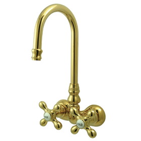 Kingston Brass Vintage 3-3/8-Inch Wall Mount Tub Faucet, Polished Brass CC77T2