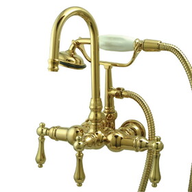 Kingston Brass Vintage 3-3/8-Inch Wall Mount Tub Faucet, Polished Brass CC7T2