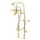 Kingston Brass Vintage Freestanding Clawfoot Tub Faucet Package with Supply Line, Polished Brass
