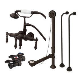 Kingston Brass CCK19T5A Vintage Two-Handle 2-Hole Tub Wall Mount Clawfoot Tub Faucet Package with Supply Line, Oil Rubbed Bronze