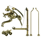 Kingston Brass Vintage Wall Mount Clawfoot Tub Faucet Package with Supply Line, Antique Brass CCK225ABD