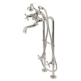 Kingston Brass CCK226K6 Kingston Freestanding Clawfoot Tub Faucet Package with Supply Line, Polished Nickel