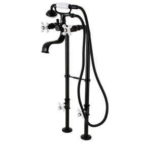 Kingston Brass CCK226PXK0 Kingston Freestanding Clawfoot Tub Faucet Package with Supply Line, Matte Black