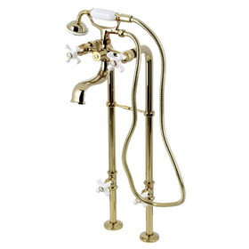 Kingston Brass CCK226PXK2 Kingston Freestanding Clawfoot Tub Faucet Package with Supply Line, Polished Brass