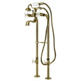 Kingston Brass CCK226PXK3 Kingston Freestanding Clawfoot Tub Faucet Package with Supply Line, Antique Brass