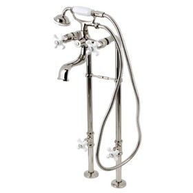 Kingston Brass CCK226PXK6 Kingston Freestanding Clawfoot Tub Faucet Package with Supply Line, Polished Nickel