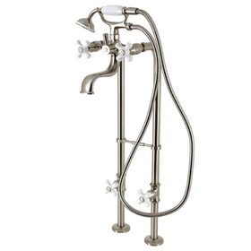 Kingston Brass CCK226PXK8 Kingston Freestanding Clawfoot Tub Faucet Package with Supply Line, Brushed Nickel