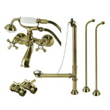 Kingston Brass Vintage Wall Mount Clawfoot Faucet Package, Antique Brass CCK265AB
