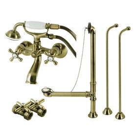 Kingston Brass Vintage Wall Mount Clawfoot Faucet Package, Antique Brass CCK265AB