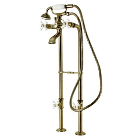Kingston Brass CCK266PXK3 Kingston Freestanding Clawfoot Tub Faucet Package with Supply Line, Antique Brass