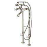 Kingston Brass CCK266PXK8 Kingston Freestanding Clawfoot Tub Faucet Package with Supply Line, Brushed Nickel