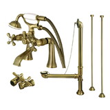 Kingston Brass Vintage Deck Mount Clawfoot Tub Faucet Package, Antique Brass