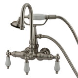 Elements of Design DT0078PL Wall Mount Clawfoot Tub Filler with Hand Shower, Satin Nickel