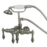 Elements of Design DT0198AL Wall Mount Clawfoot Tub Filler with Hand Shower, Satin Nickel