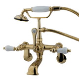Elements of Design DT0512PL Wall Mount Clawfoot Tub Filler with Hand Shower, Polished Brass