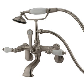 Elements of Design DT0518PL Wall Mount Clawfoot Tub Filler with Hand Shower, Satin Nickel