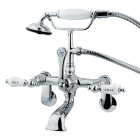 Elements of Design DT0521CL Wall Mount Clawfoot Tub Filler with Hand Shower, Polished Chrome