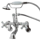 Elements of Design DT0521PX Wall Mount Clawfoot Tub Filler with Hand Shower, Polished Chrome