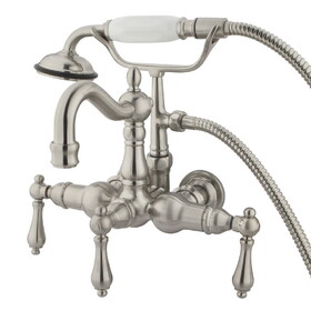 Elements of Design DT10078AL Wall Mount Clawfoot Tub Filler with Hand Shower, Satin Nickel