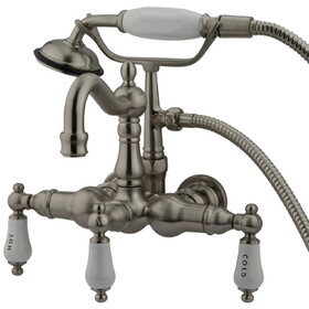 Elements of Design DT10078CL Wall Mount Clawfoot Tub Filler with Hand Shower, Satin Nickel