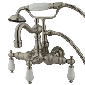 Elements of Design DT10078PL Wall Mount Clawfoot Tub Filler with Hand Shower, Satin Nickel