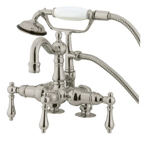 Elements of Design DT10138AL Wall Mount Clawfoot Tub Filler with Hand Shower, Satin Nickel Finish