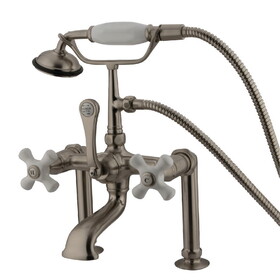 Elements of Design DT1038PX Deck Mount Clawfoot Tub Filler with Hand Shower, Satin Nickel