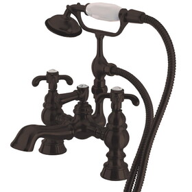 Elements of Design DT11525VX Deck Mount Clawfoot Tub Filler with Hand Shower, Oil Rubbed Bronze