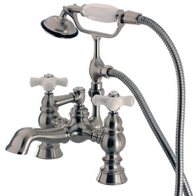 Elements of Design DT11528PX Deck Mount Clawfoot Tub Filler with Hand Shower, Satin Nickel