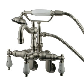 Elements of Design DT13018CL Wall Mount Clawfoot Tub Filler with Hand Shower, Satin Nickel