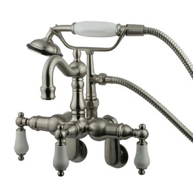 Elements of Design DT13018PL Wall Mount Clawfoot Tub Filler with Hand Shower, Satin Nickel