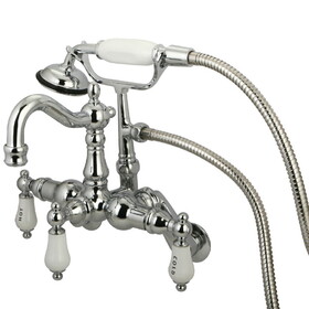 Elements of Design DT13021CL Wall Mount Clawfoot Tub Filler with Hand Shower, Polished Chrome Finish