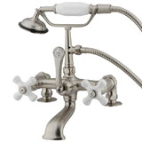 Elements of Design DT2038PX Deck Mount Clawfoot Tub Filler with Hand Shower, Satin Nickel