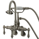 Elements of Design DT3018AL Wall Mount Clawfoot Tub Filler with Hand Shower, Satin Nickel